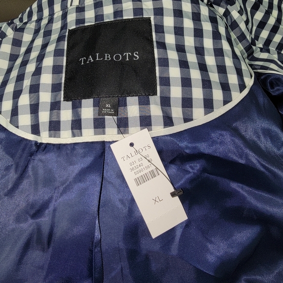 #57 NWT!! Talbots Navy check trench raincoat size XL in women's - Picture 7 of 9